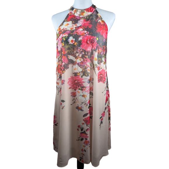 Poly chiffon Trapeze dress no brand Bust to 38" Length 39" - Picture 2 of 5